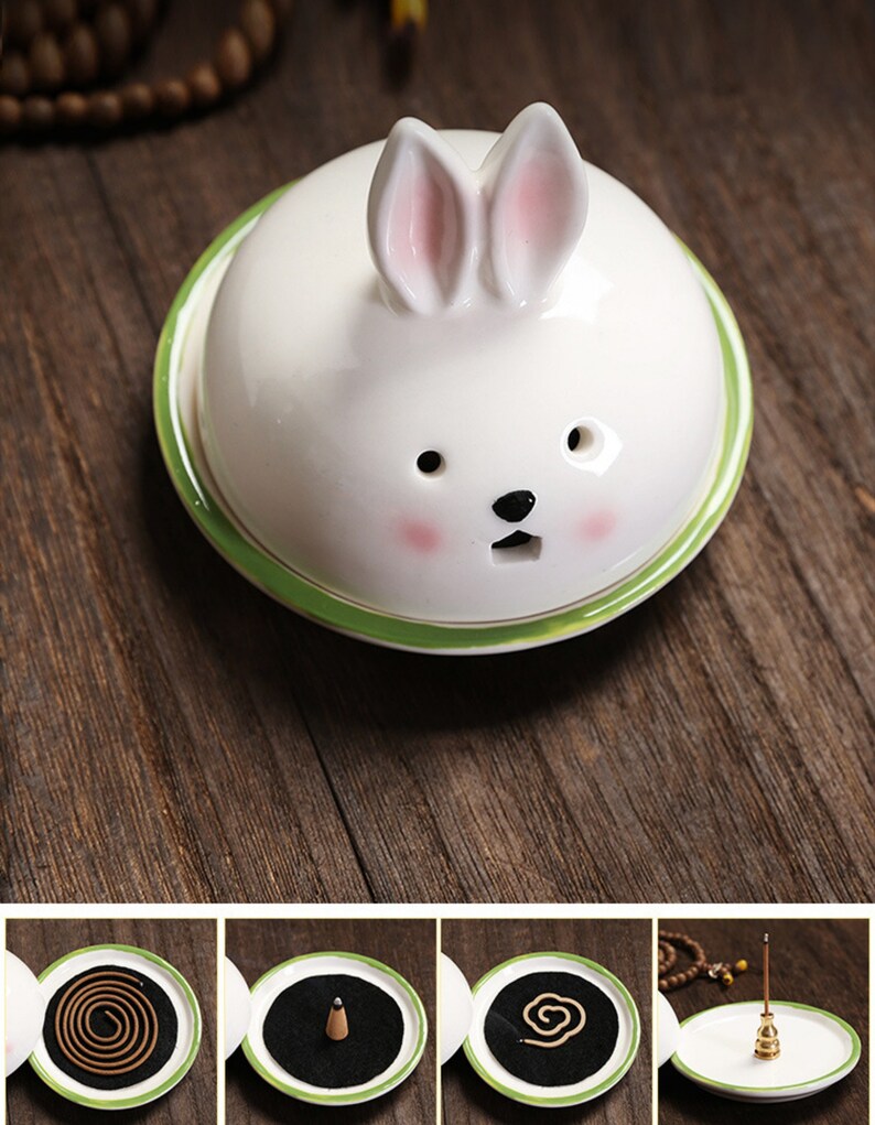 Handemade Incense Holder Incense burner Cute Rabbit Classic Ornament Home Deco Design Indoor