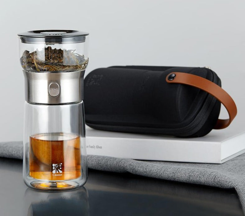 this is an automatic glass teapot travel set