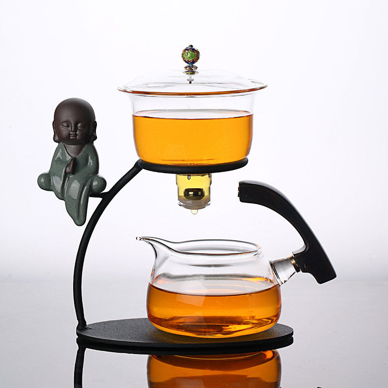 Automatic Teapot Resin Elegant Lady Base Tea Maker Glass Pot Filter Tea  Infuser