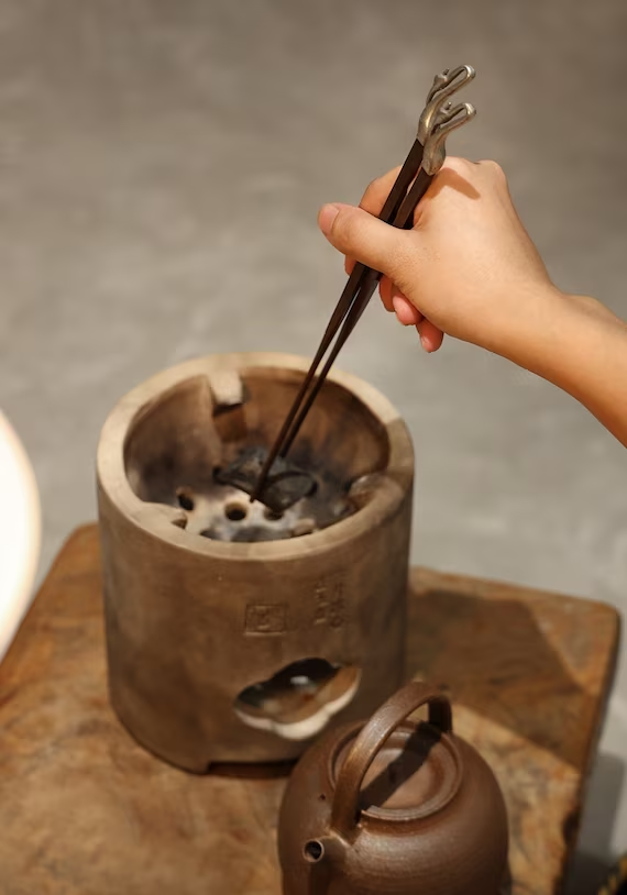 Handmade Copper Gongfu Stove Fire Chopsticks Brass Chopsticks Traditional Chinese Charcoal Chopsticks