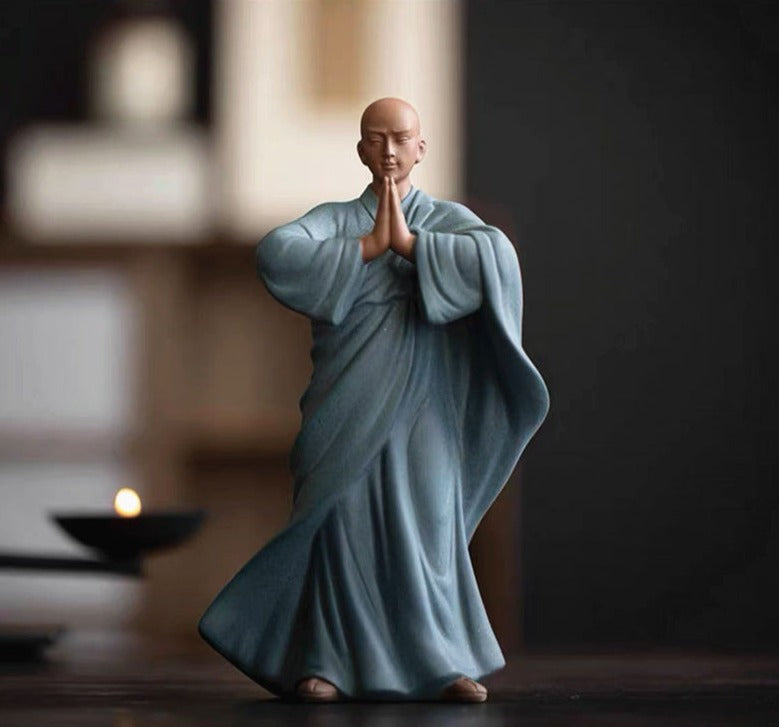 Chinese Zen Mini Monk Sculpture Tea Pet Classic Cermony Style