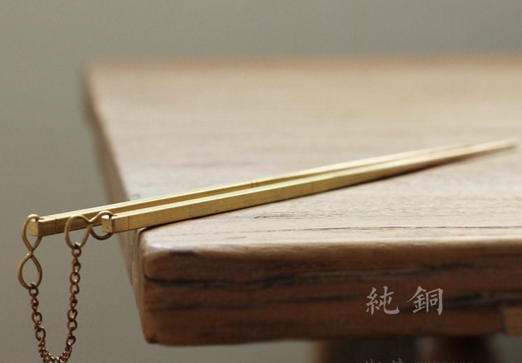 Handmade Copper Gongfu Stove Fire Chopsticks Brass Chopsticks Traditinal Chinese Charcoal Chopsticks