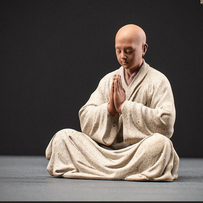 Chinese Zen Mini Monk Sculpture Tea Pet Classic Cermony Style